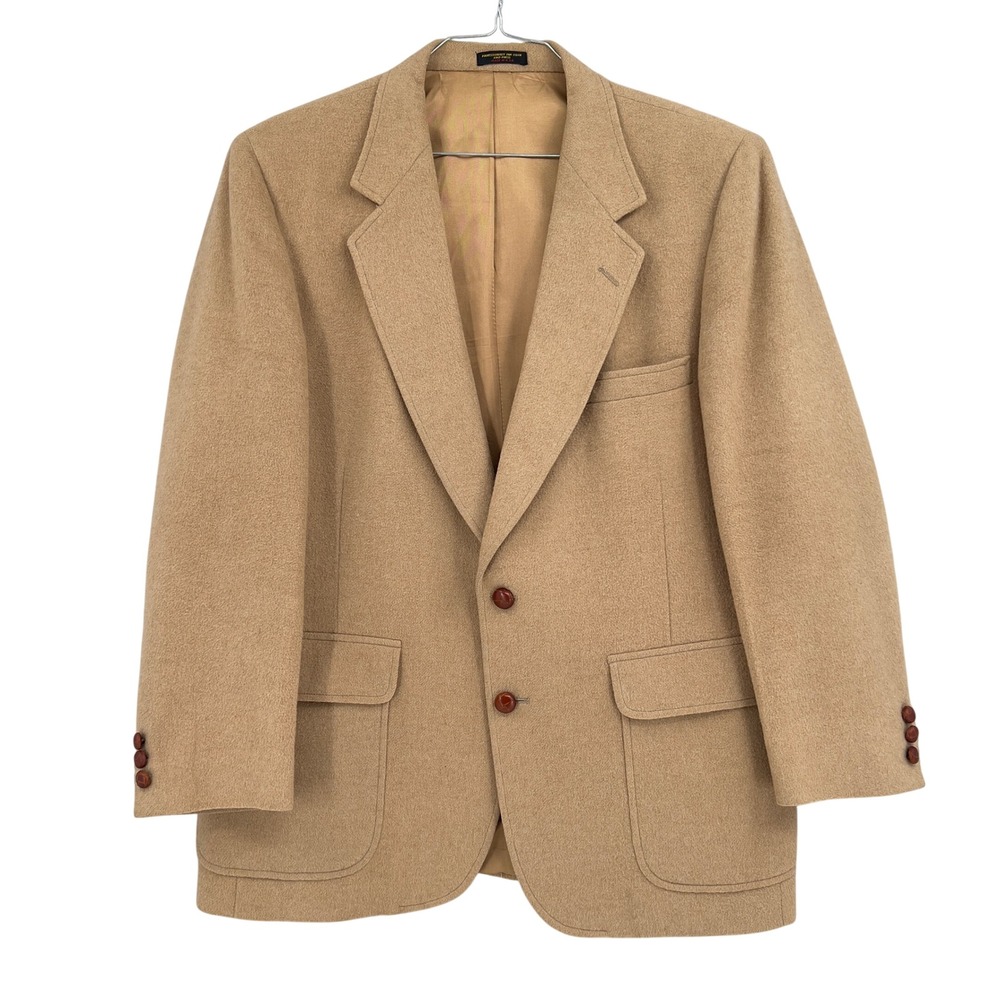 Jacobson's Mens 42R 100% Camel Hair Blazer Sport Coat Tan Classic USA Vintage
